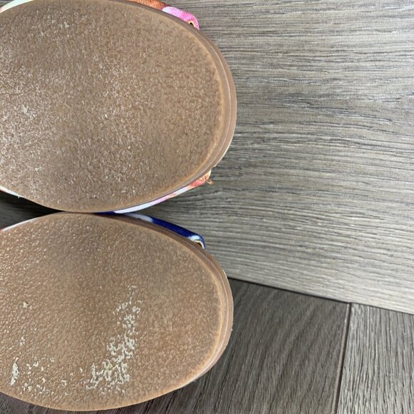 BC Vegan Dress Flat Shoes Women's 7.5 Slip-on Open Toe Floral Print All Man Made - Picture 8 of 16